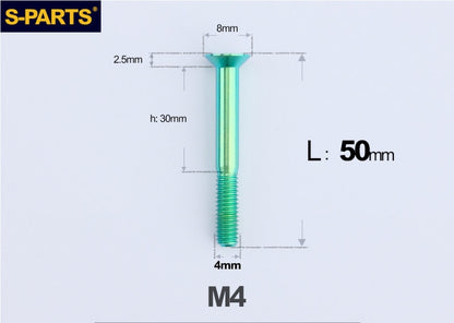 SPARTS M4x10-50mm Countersunk Titanium Alloy Bolt – Flat Head Fastening Screw for Motorcycle & Bicycle