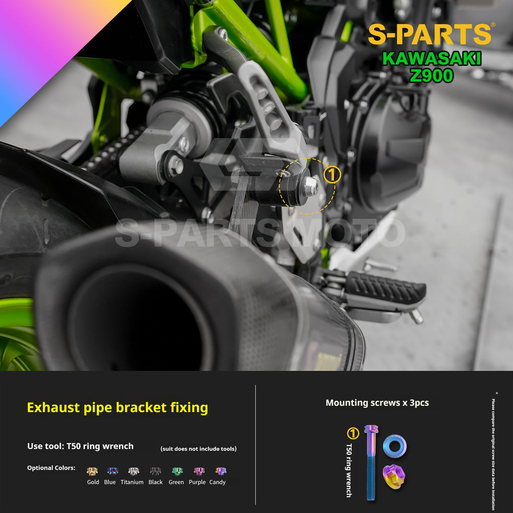 SPARTS TC4 Titanium Bolt Kit for Kawasaki Z900 2021 | Motorcycle Titanium Bolt Upgrade