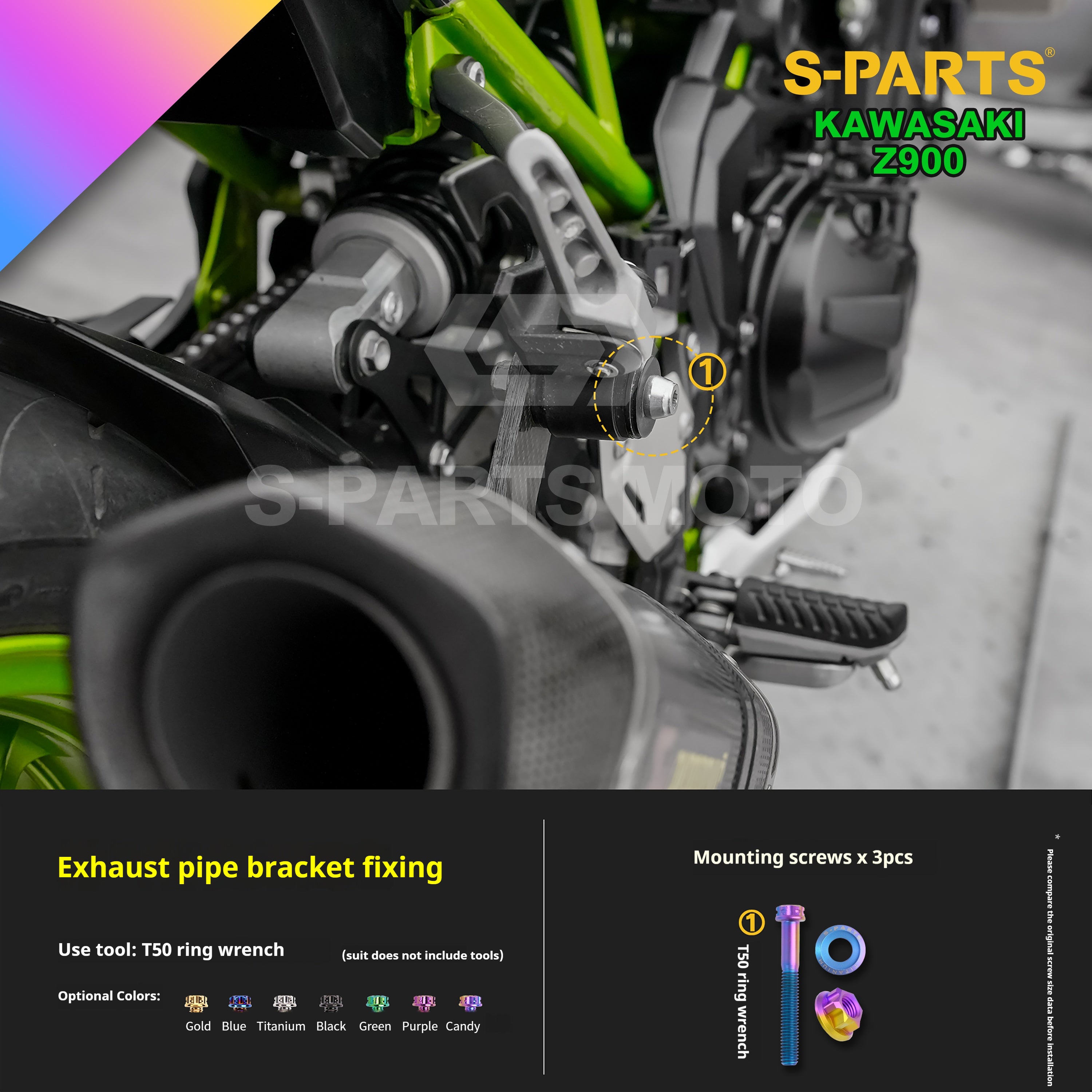 SPARTS Titanium Bolt Kit for Kawasaki Z900 2021 – ustom Candy Color & CNC Titanium Upgrade Kit - 2/2
