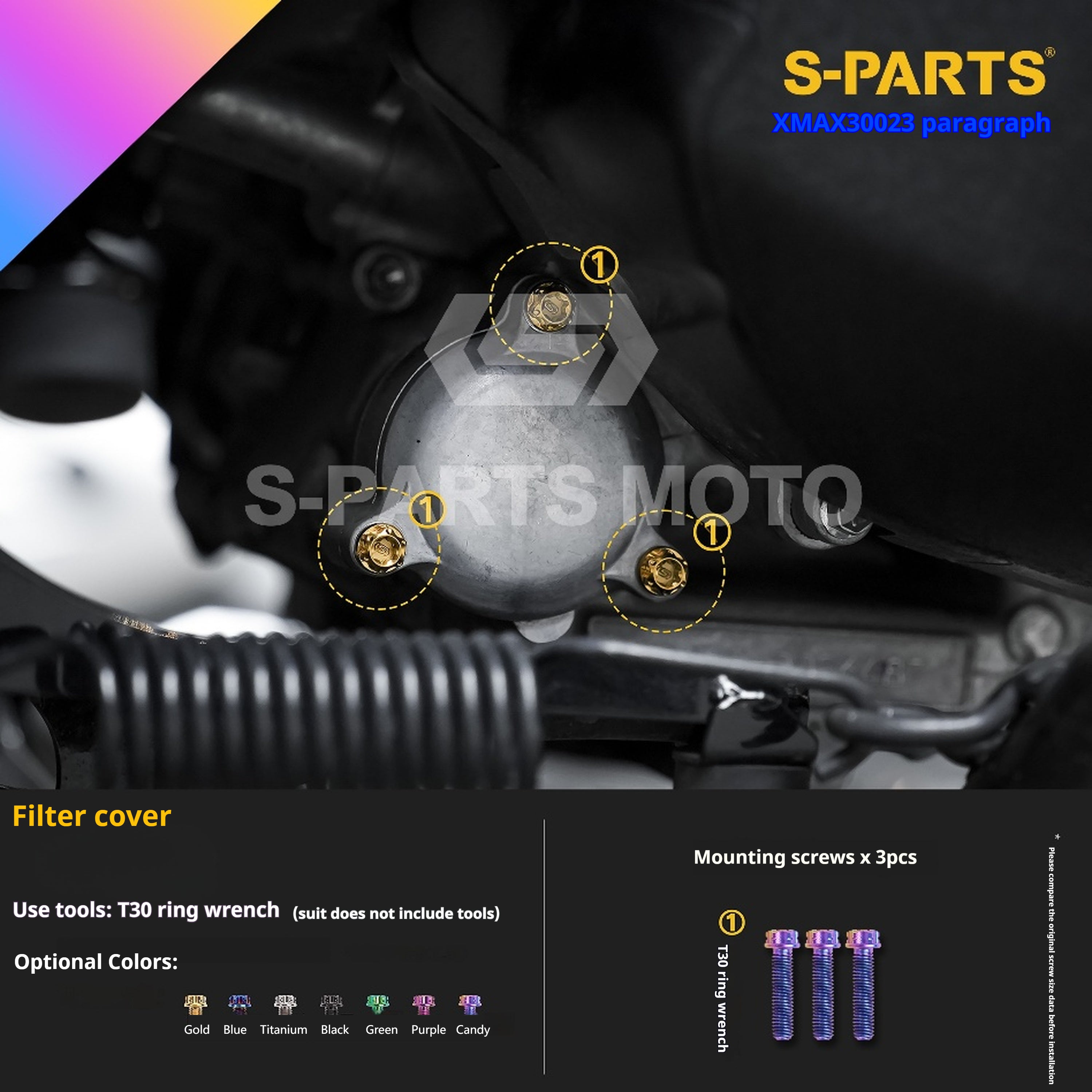 SPARTS Titanium Bolt Set for 2023 XMAX300 | Yamaha Motorcycle Titanium Bolt Upgrade