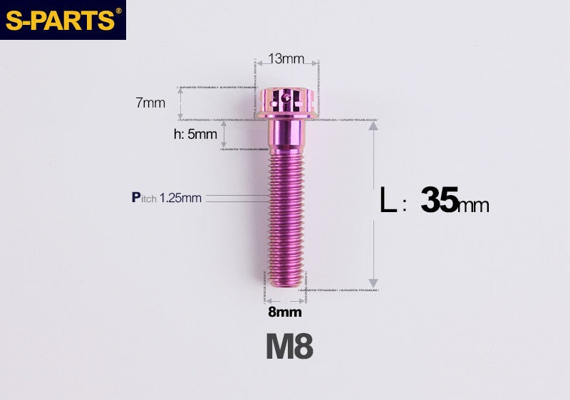 S-PARTS STAN M8 A3 Series Titanium Bolts – Standard Head TC4 Fasteners for Motorcycle & E-Motorcycle