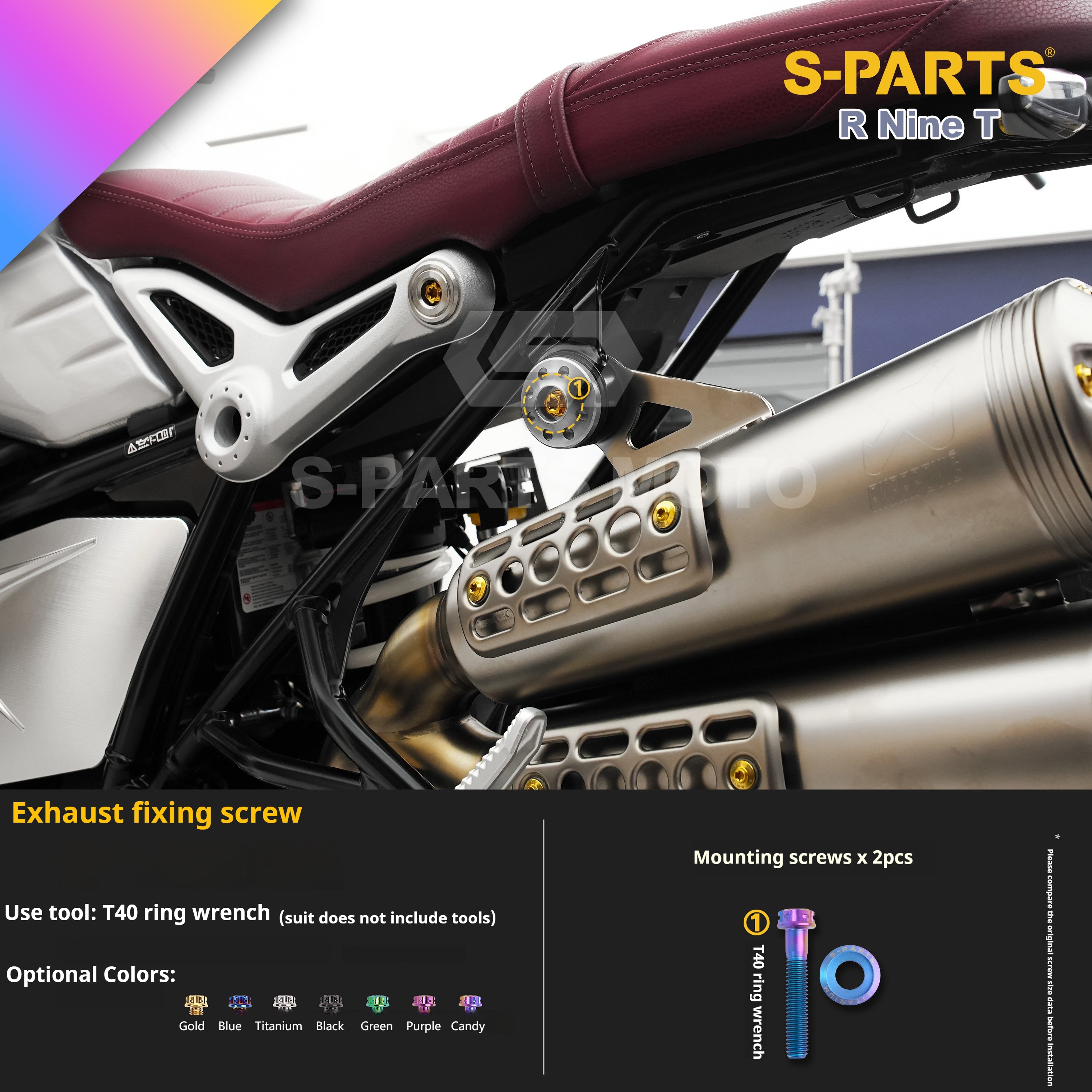 SPARTS BMW RnineT Titanium Alloy Screw Candy Color Kit for Motorcycle Modification