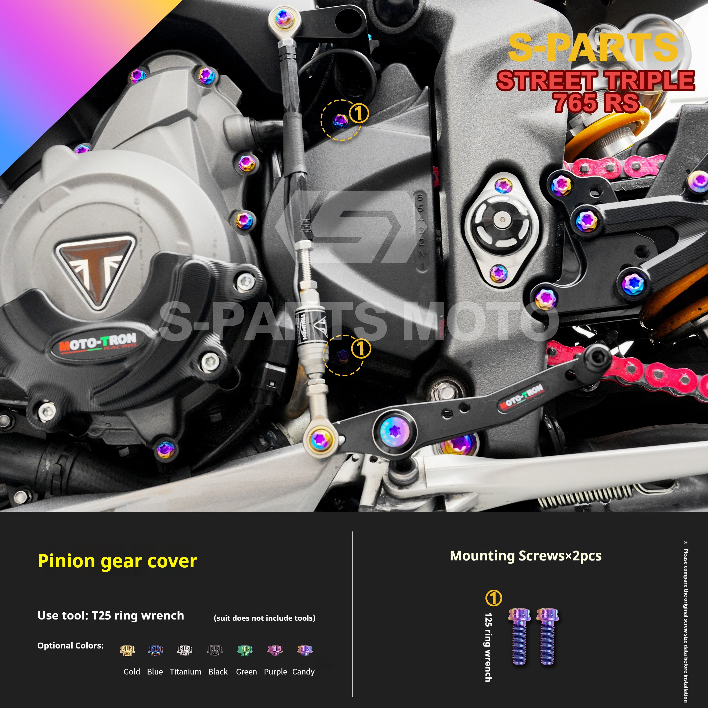 SPARTS Titanium Screw Set for Triumph Street Triple RS – Custom Candy Color & CNC Titanium Upgrade Kit