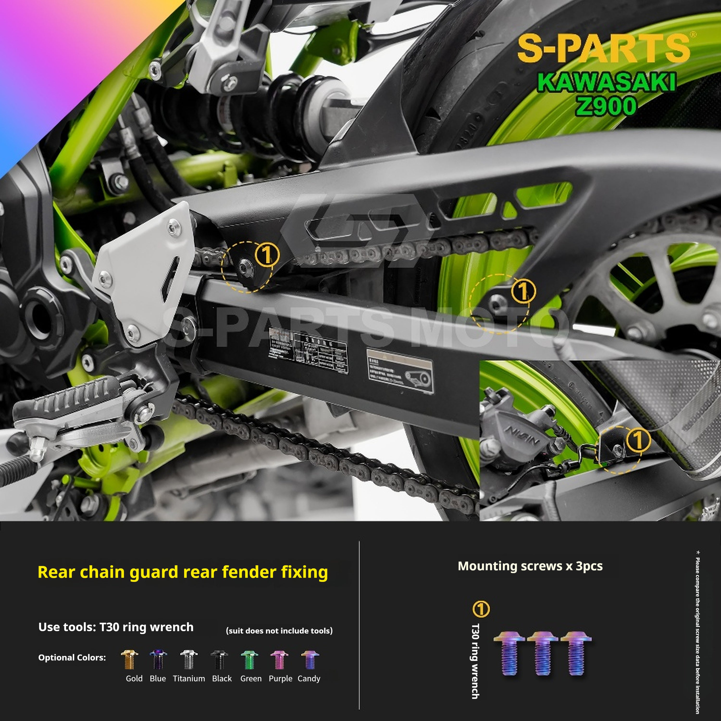 SPARTS Titanium Bolt Kit for Kawasaki Z900 2021 – ustom Candy Color & CNC Titanium Upgrade Kit - 2/2