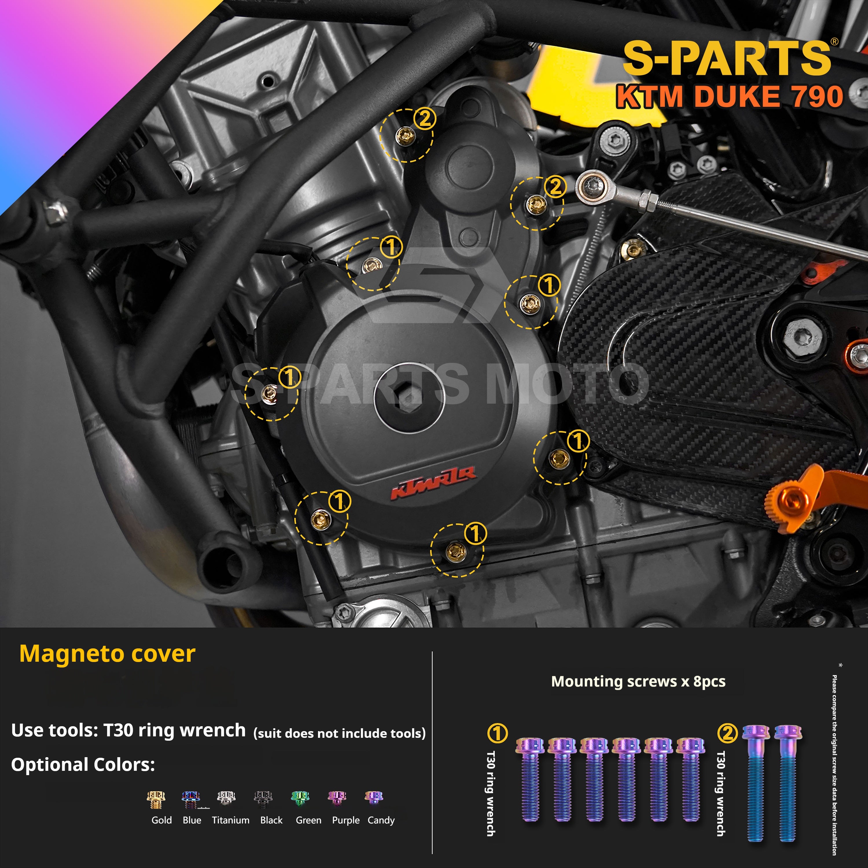SPARTS TC4 Titanium Bolt Kit Compatible with KTM DUKE 790 – Full Motorcycle Fastener Upgrade