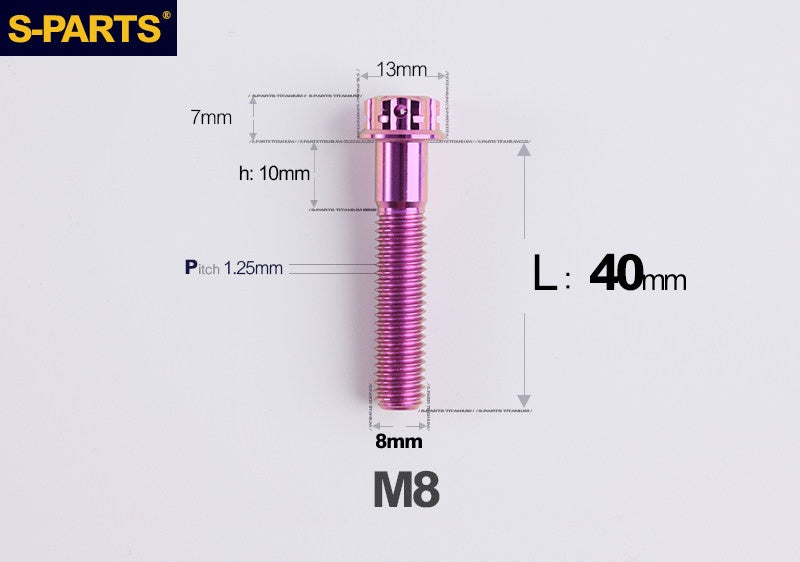 S-PARTS STAN M8 A3 Series Titanium Bolts – Standard Head TC4 Fasteners for Motorcycle & E-Motorcycle
