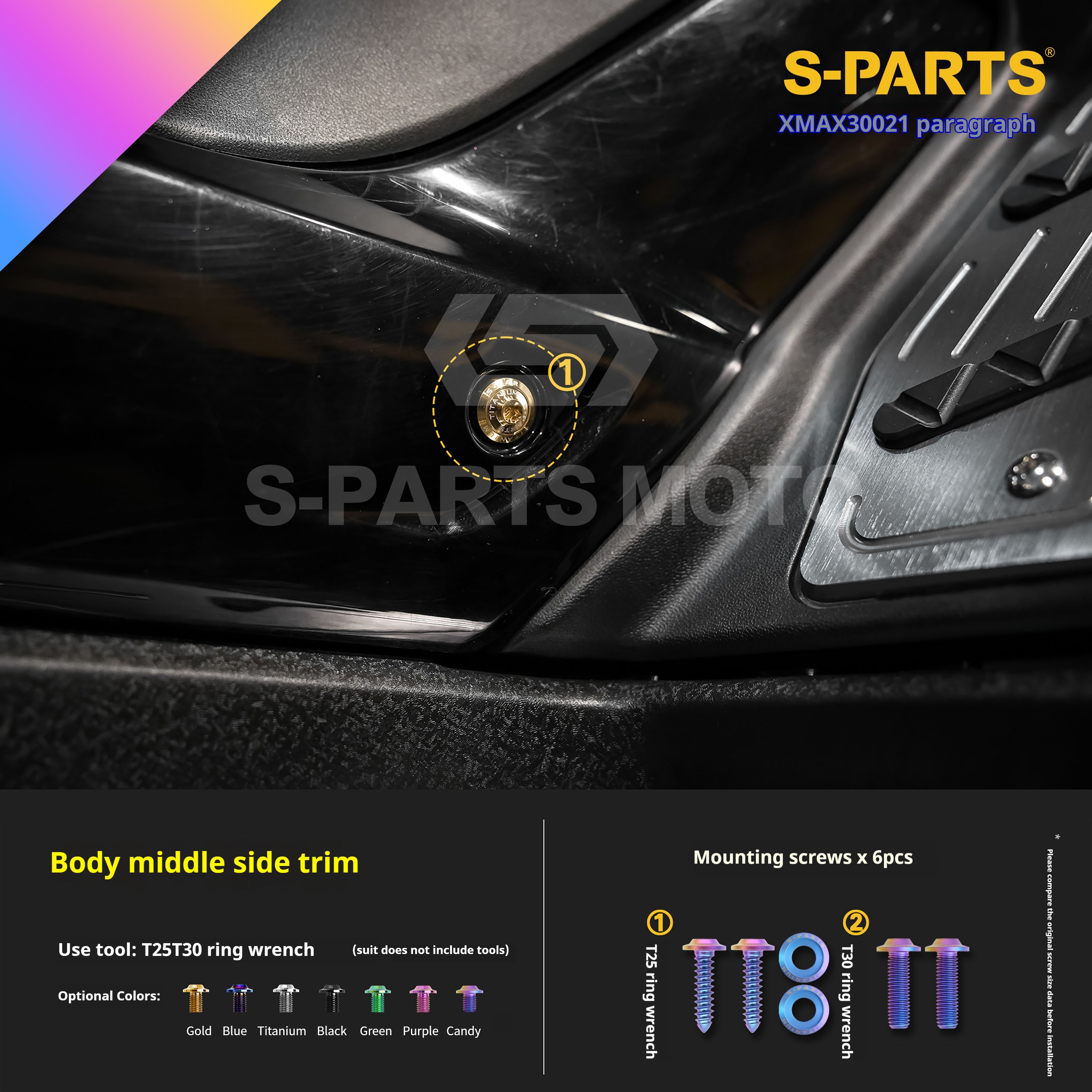 SPARTS Titanium Screw Set for Yamaha XMAX 300 2021 – Custom Candy Color & CNC Titanium Upgrade Kit