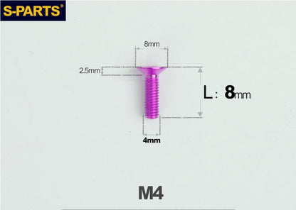 SPARTS M4x10-50mm Countersunk Titanium Alloy Bolt – Flat Head Fastening Screw for Motorcycle & Bicycle