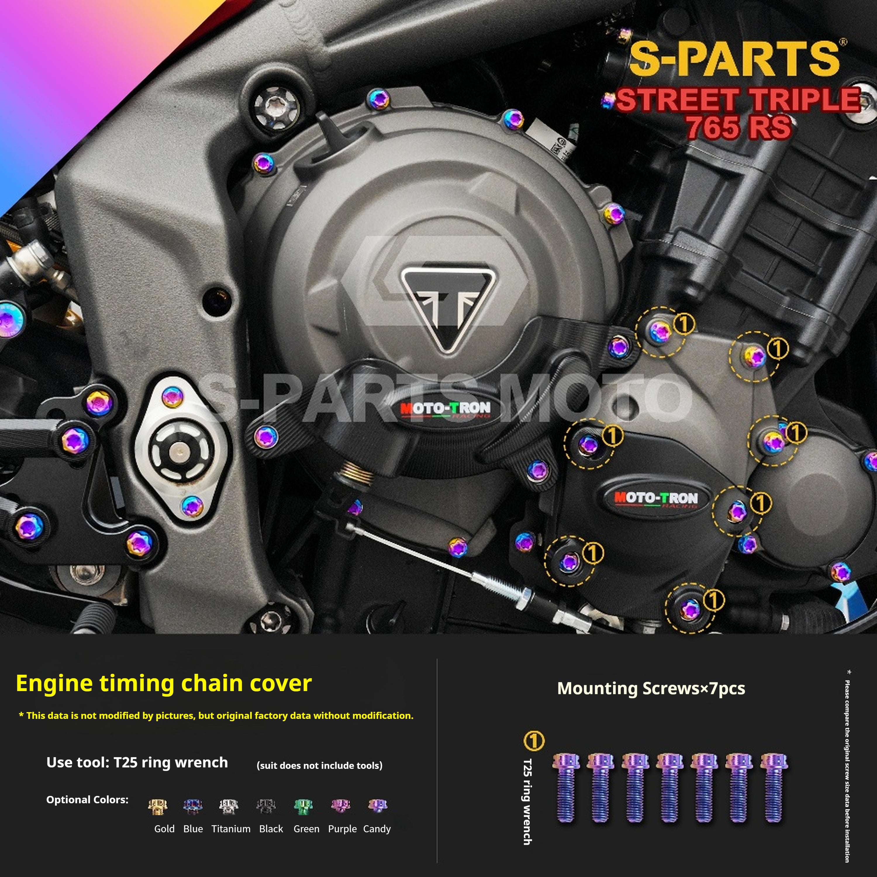 SPARTS Titanium Screw Set for Triumph Street Triple RS – Custom Candy Color & CNC Titanium Upgrade Kit