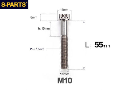 SPARTS M10 P1.5 A3 Series Titanium Bolt – Standard Head – 650°C Forged – S-Grade TC4 for E-Bikes, Motorcycles & Bicycles