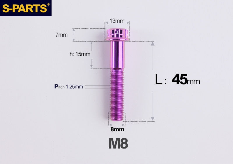 S-PARTS STAN M8 A3 Series Titanium Bolts – Standard Head TC4 Fasteners for Motorcycle & E-Motorcycle