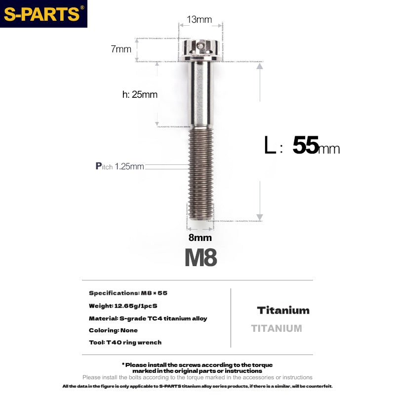 -PARTS M8 A3 Titanium Motorcycle Bolt – Multi-Length, Standard Head