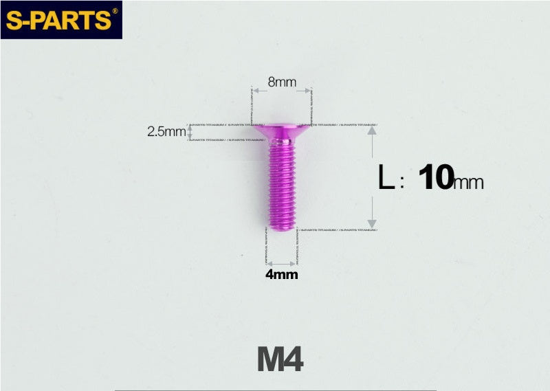 SPARTS M4x10-50mm Countersunk Titanium Alloy Bolt – Flat Head Fastening Screw for Motorcycle & Bicycle
