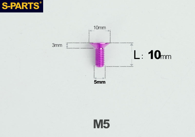 SPARTS M5 Countersunk Titanium Bolt | TC4 Flat Head Motorcycle Fastener