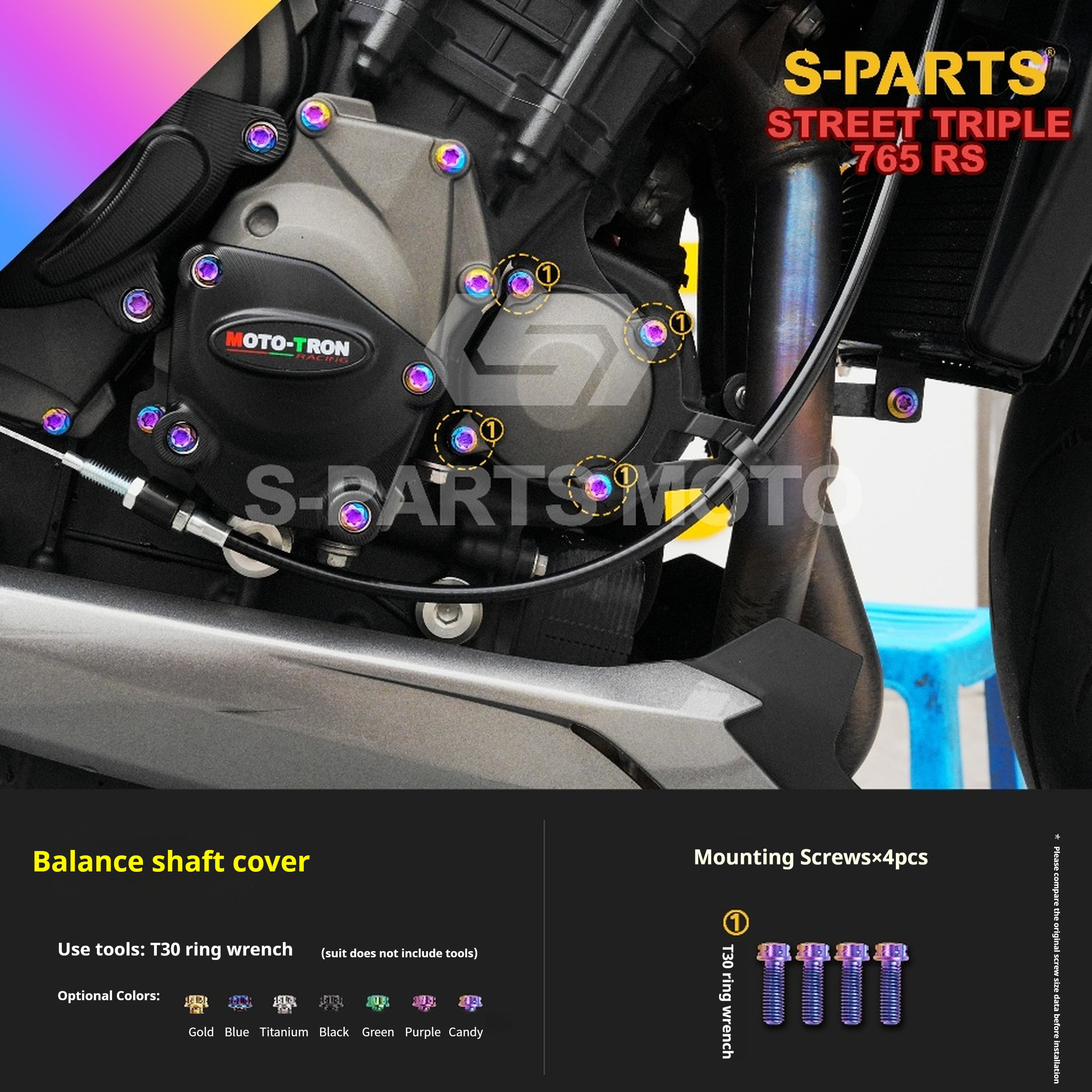 SPARTS Titanium Screw Set for Triumph Street Triple RS – Custom Candy Color & CNC Titanium Upgrade Kit