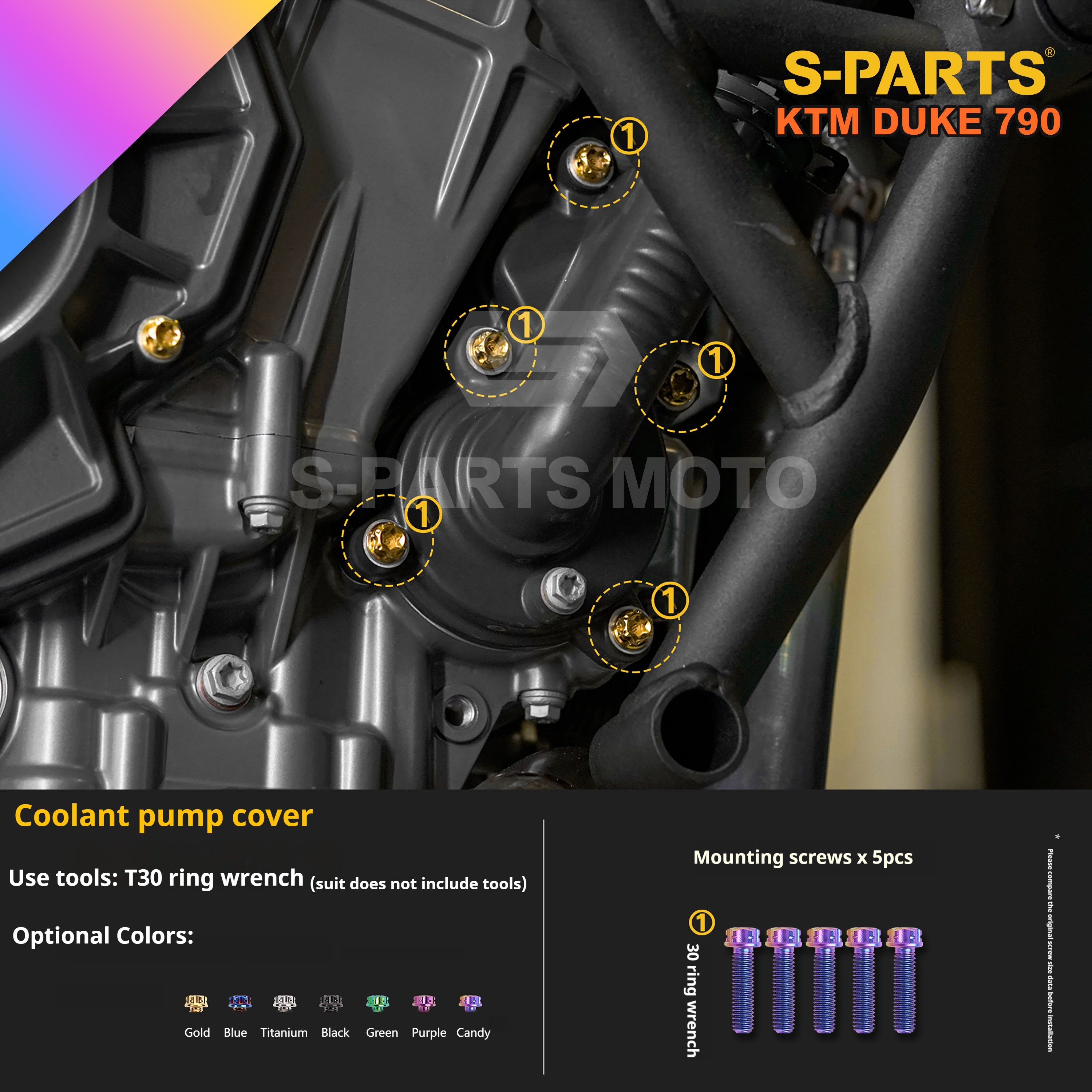 SPARTS Candy Color Titanium Bolt Kit for KTM DUKE 790 Disc Upgrade- Candy color