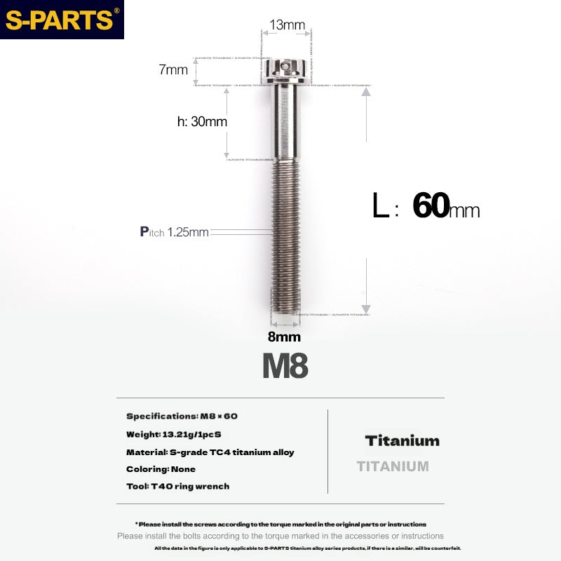 -PARTS M8 A3 Titanium Motorcycle Bolt – Multi-Length, Standard Head