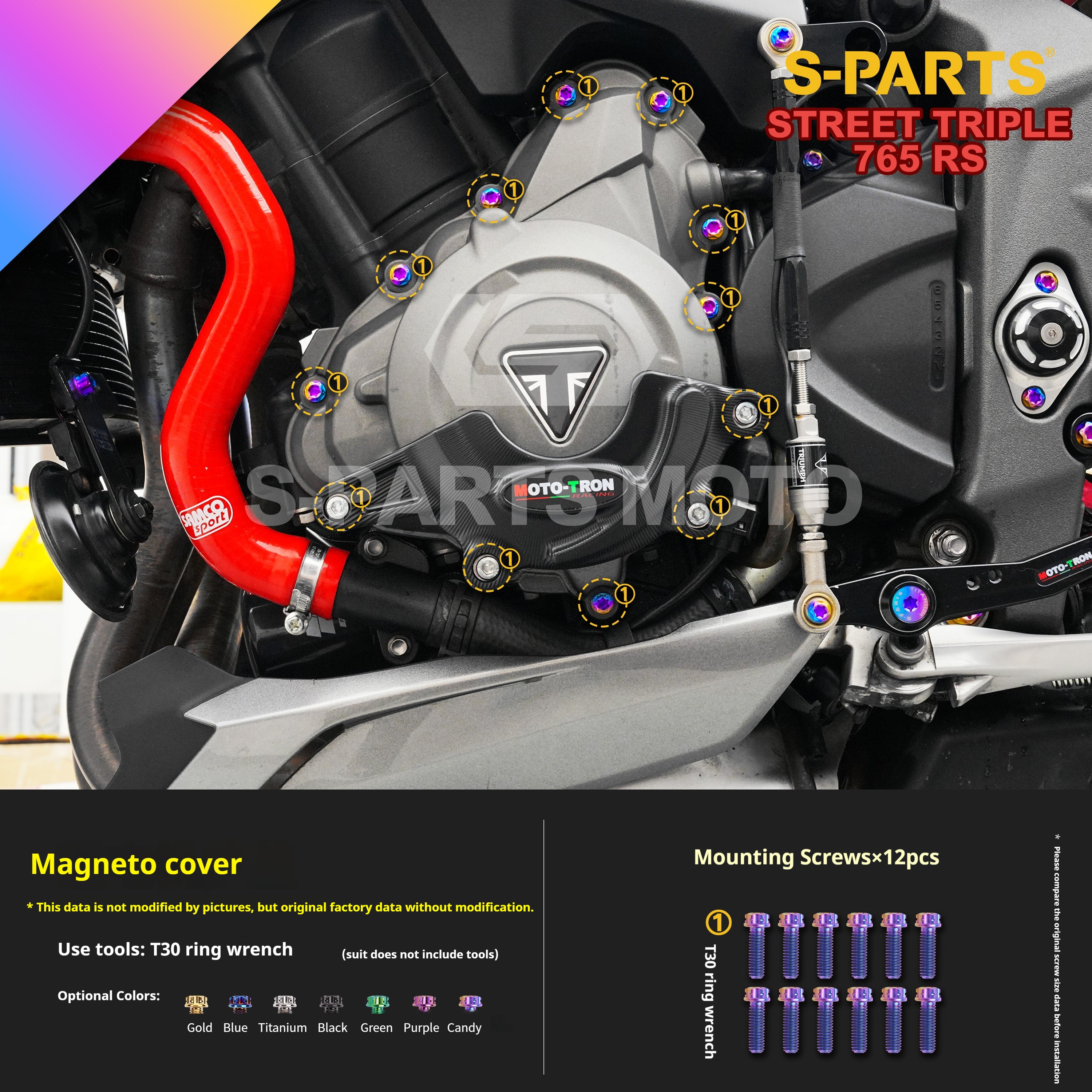 SPARTS Titanium Screw Set for Triumph Street Triple RS – Custom Candy Color & CNC Titanium Upgrade Kit