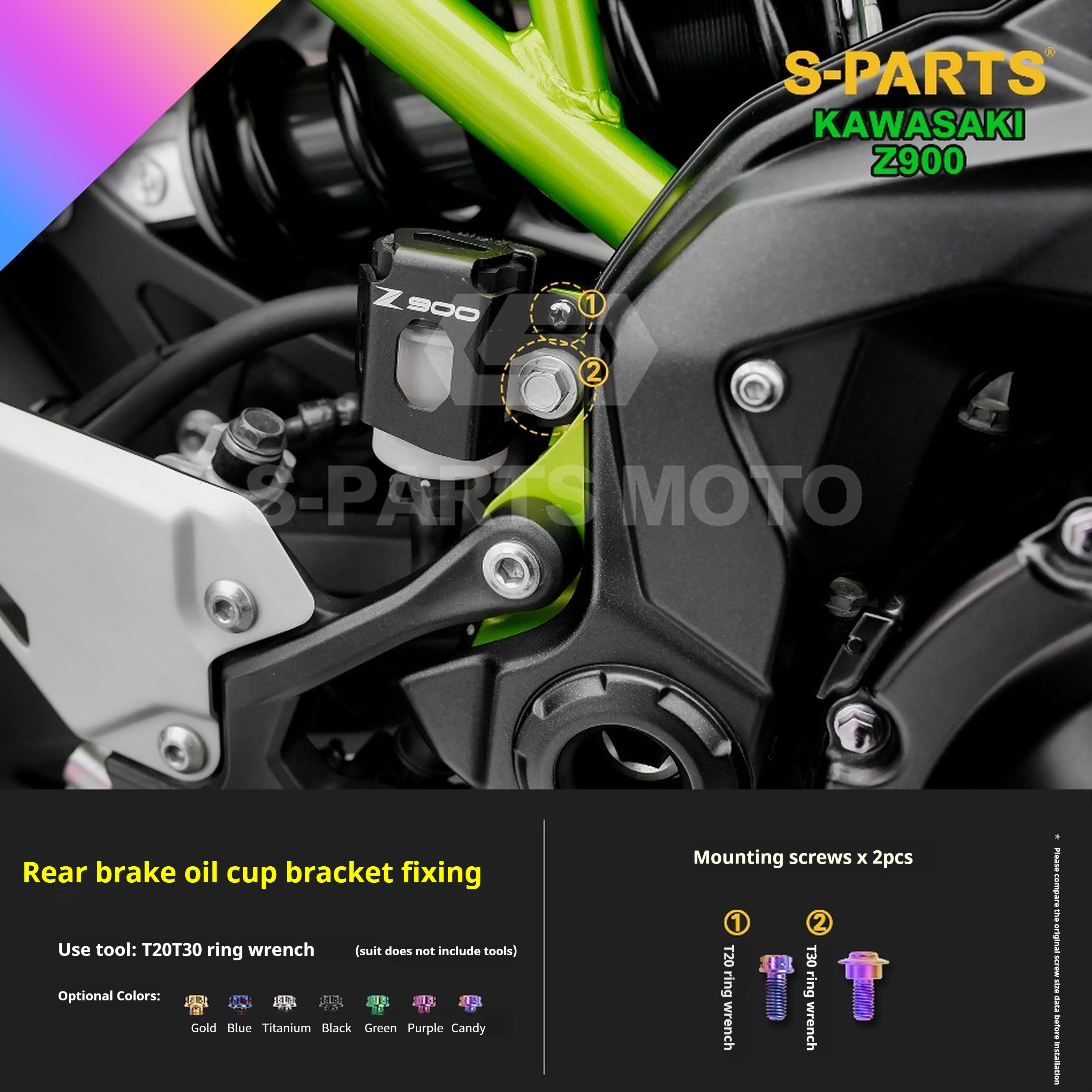 SPARTS TC4 Titanium Bolt Kit for Kawasaki Z900 2021 | Motorcycle Titanium Bolt Upgrade