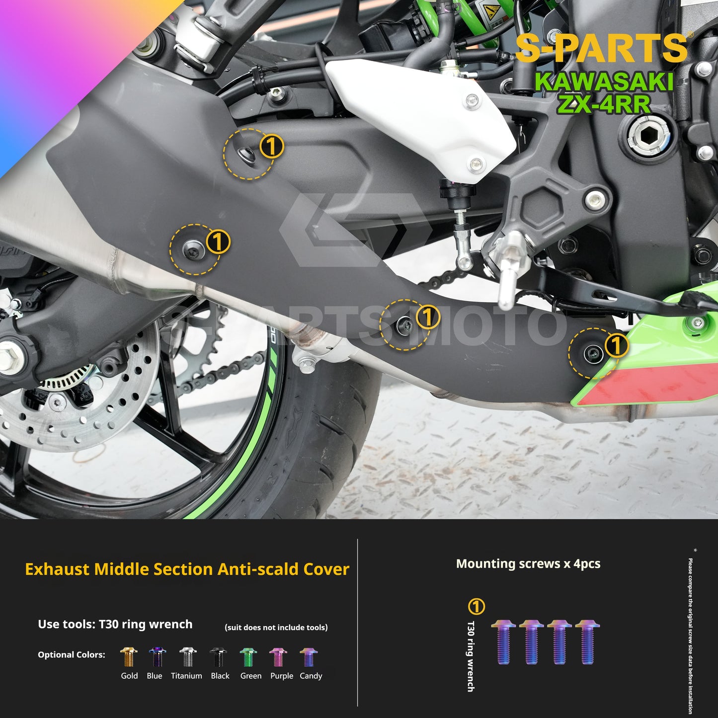 SPARTS TC4 Titanium Bolt Kit for Kawasaki ZX-4RR | Motorcycle Titanium Bolt Upgrade