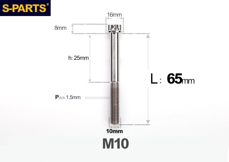 SPARTS M10 P1.5 A3 Series Titanium Bolt – Standard Head – 650°C Forged – S-Grade TC4 for E-Bikes, Motorcycles & Bicycles