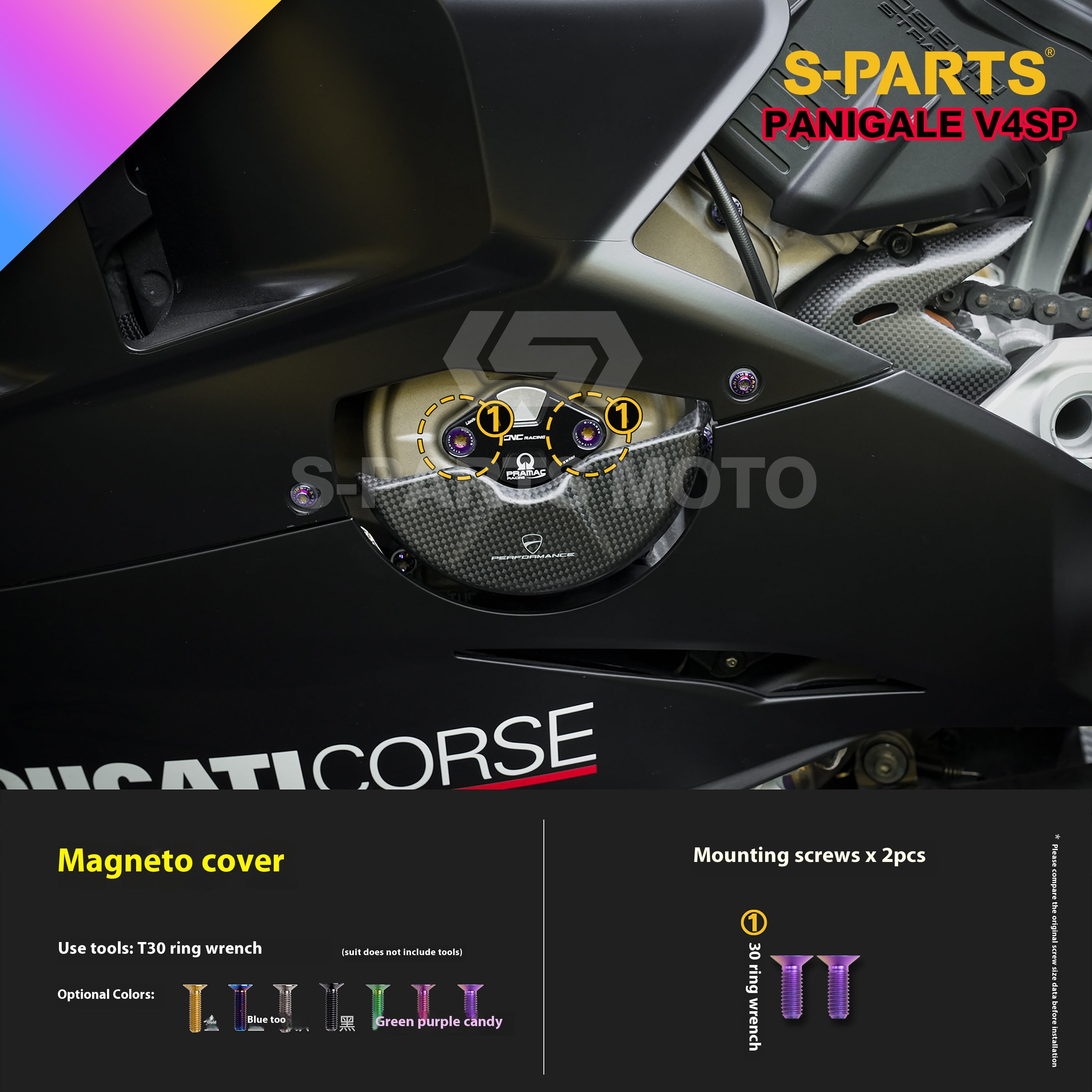 SPARTS Ducati Panigale V4SP Motorcycle TC4 Titanium Alloy Bolt Kit – Candy Color Edition