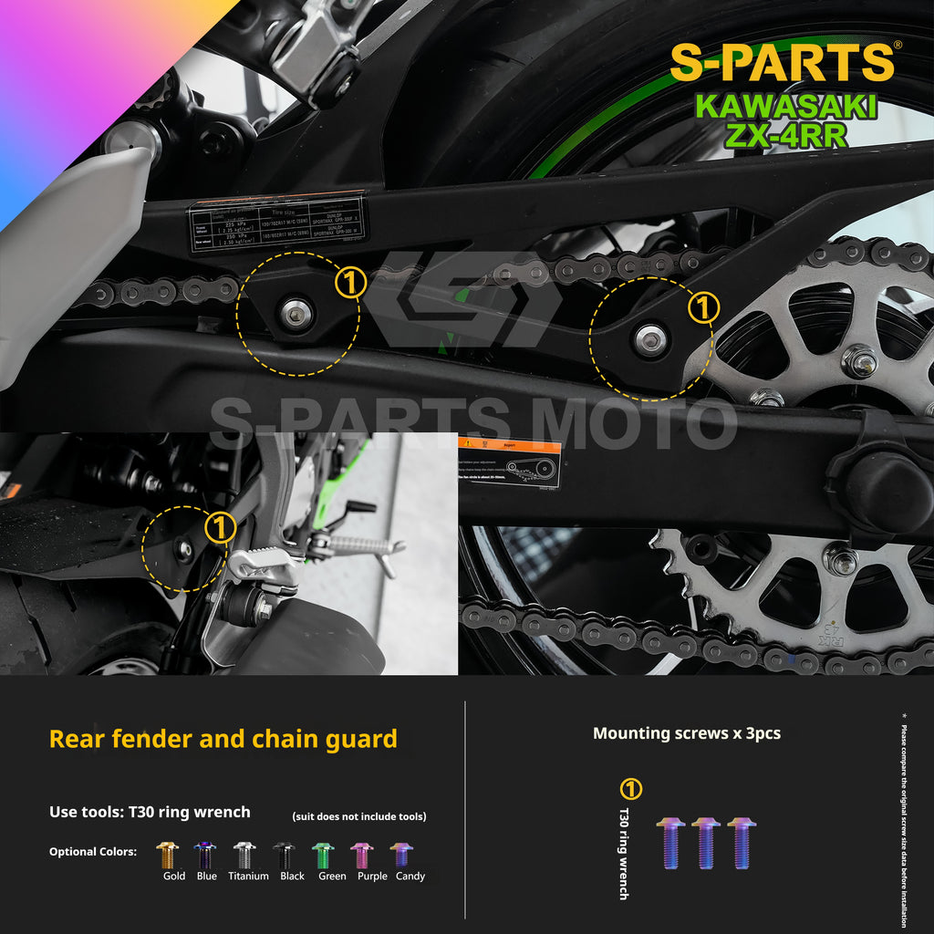 SPARTS Titanium Bolt Kit for Kawasaki ZX-4RR 2023 – Custom Candy Color & CNC Titanium Upgrade Kit- 2/2