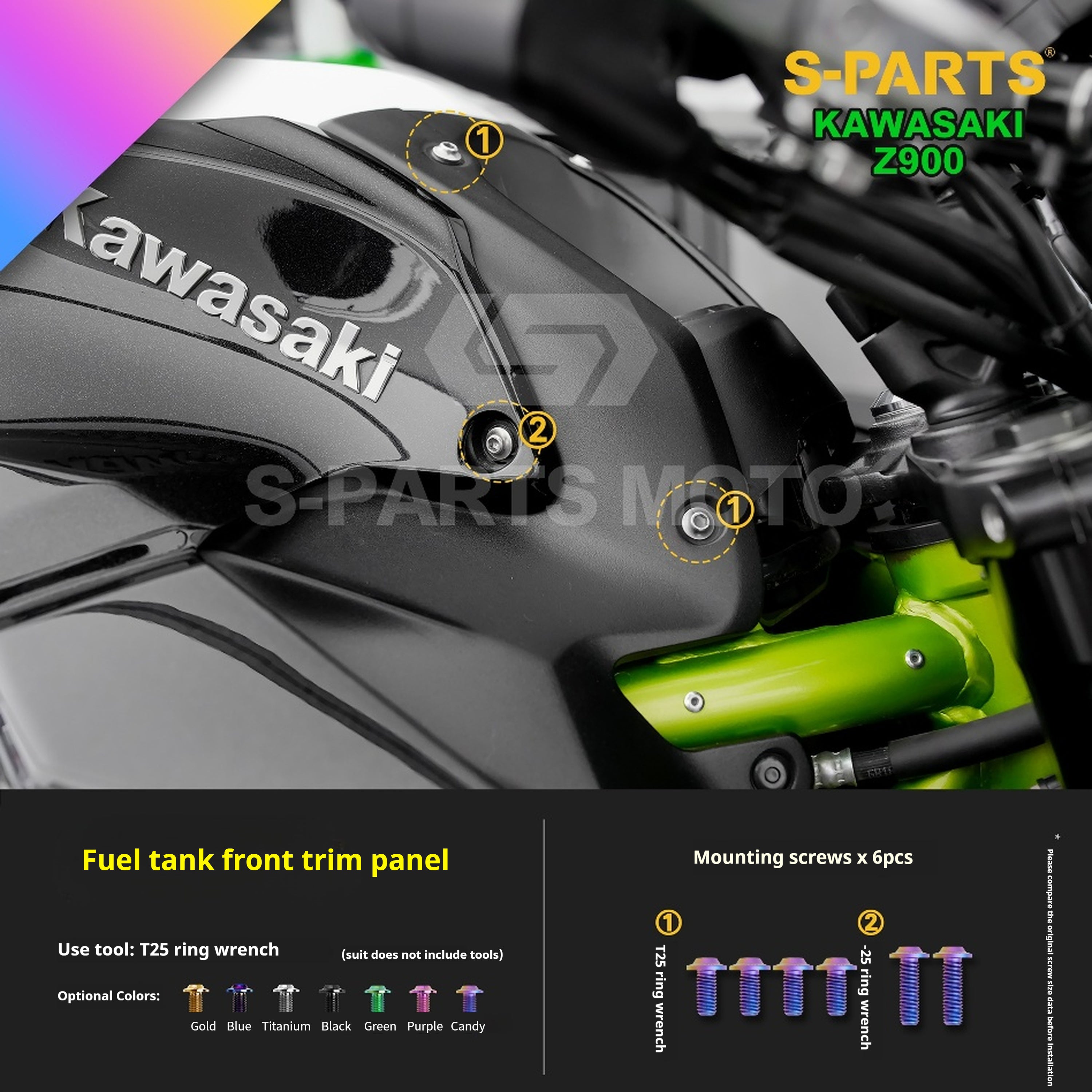 SPARTS Titanium Bolt Kit for Kawasaki Z900 2021 – ustom Candy Color & CNC Titanium Upgrade Kit - 2/2