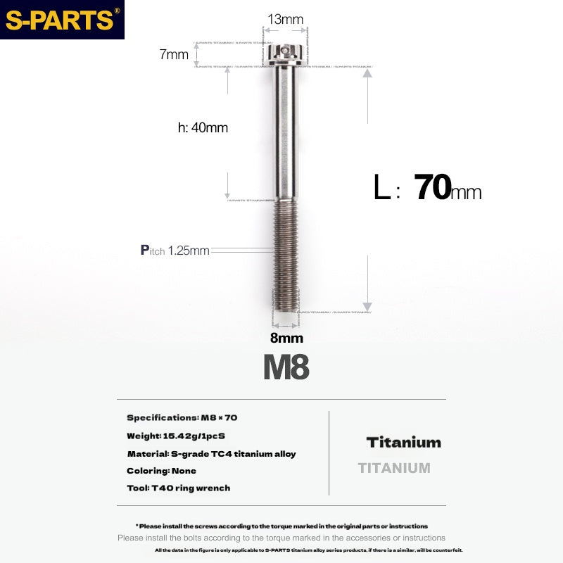 -PARTS M8 A3 Titanium Motorcycle Bolt – Multi-Length, Standard Head
