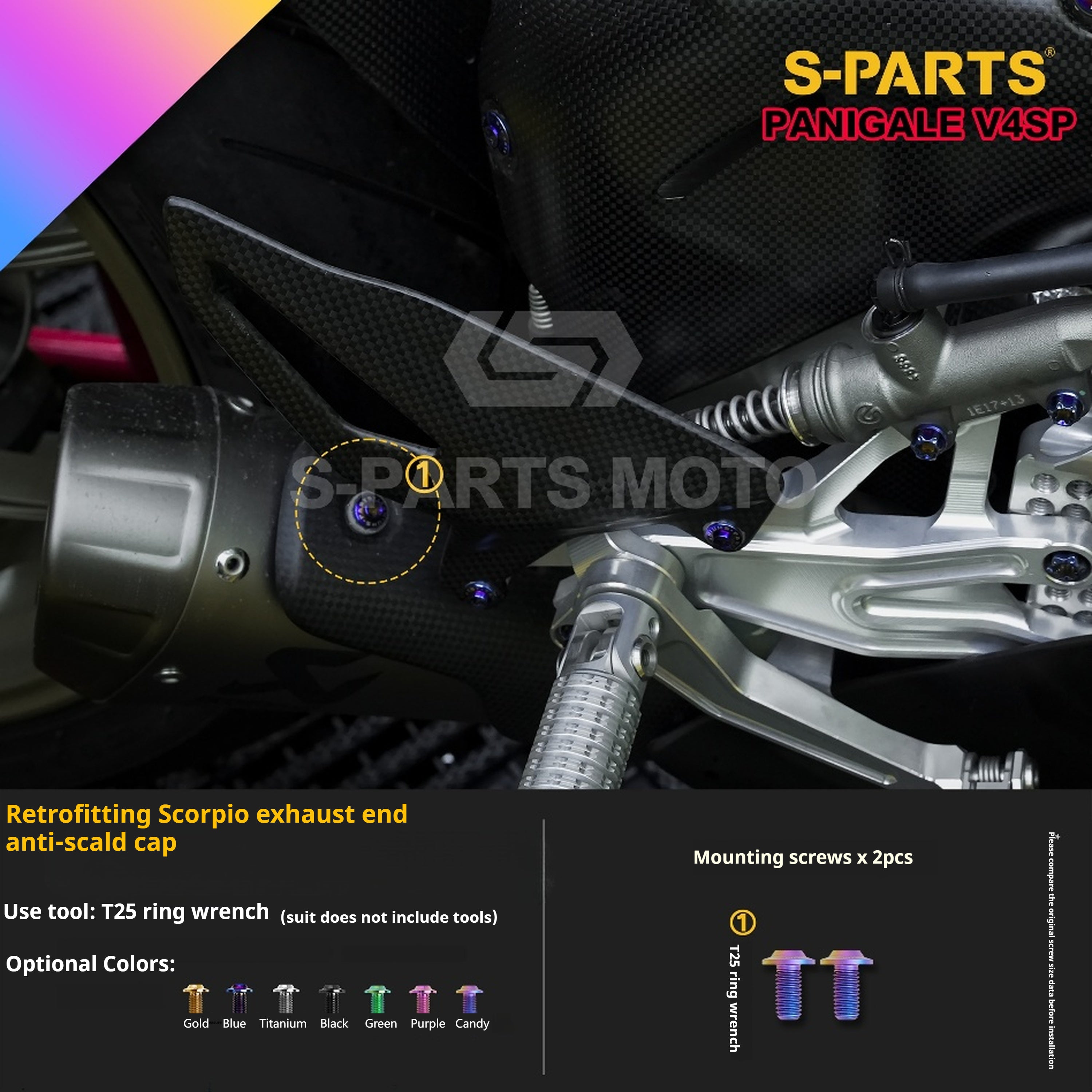 SPARTS Ducati Panigale V4SP Motorcycle TC4 Titanium Alloy Bolt Kit – Candy Color Edition