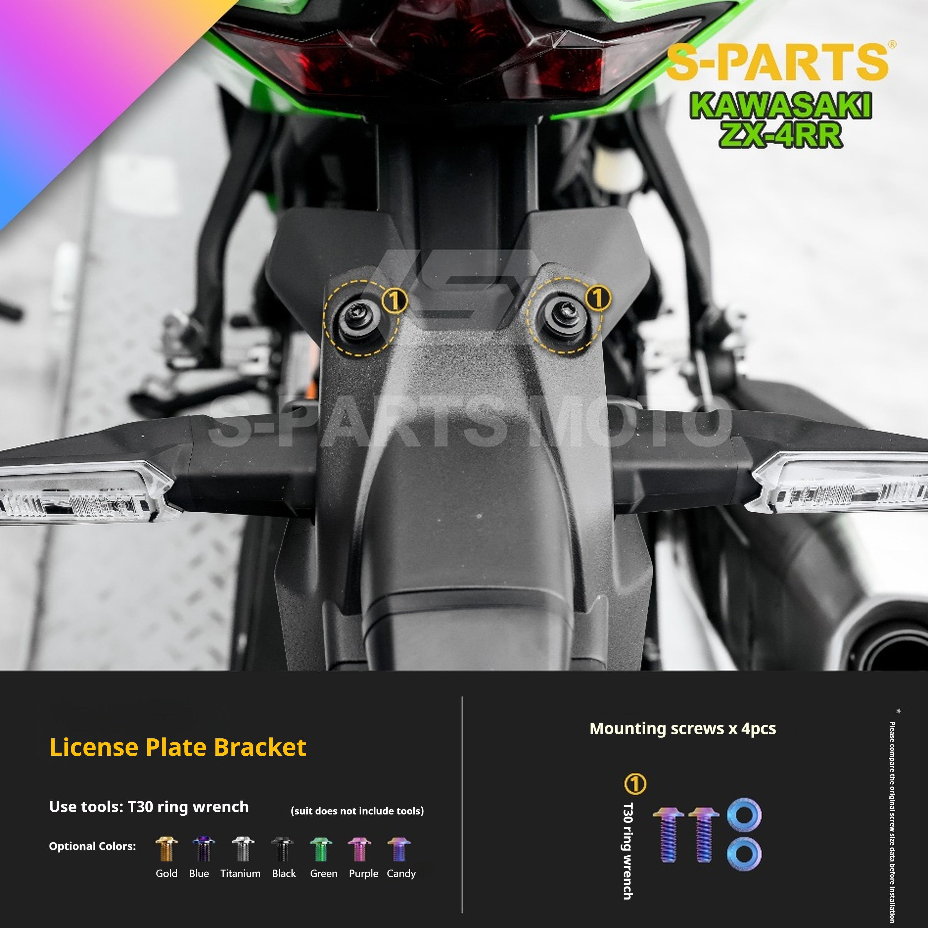 SPARTS Titanium Bolt Kit for Kawasaki ZX-4RR 2023 – Custom Candy Color & CNC Titanium Upgrade Kit- 2/2