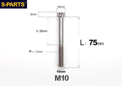 SPARTS M10 P1.5 A3 Series Titanium Bolt – Standard Head – 650°C Forged – S-Grade TC4 for E-Bikes, Motorcycles & Bicycles