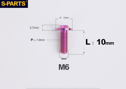 SPARTS A3 Button Head M6 D13 Titanium Bolt for Motorcycle & Bicycle Modification