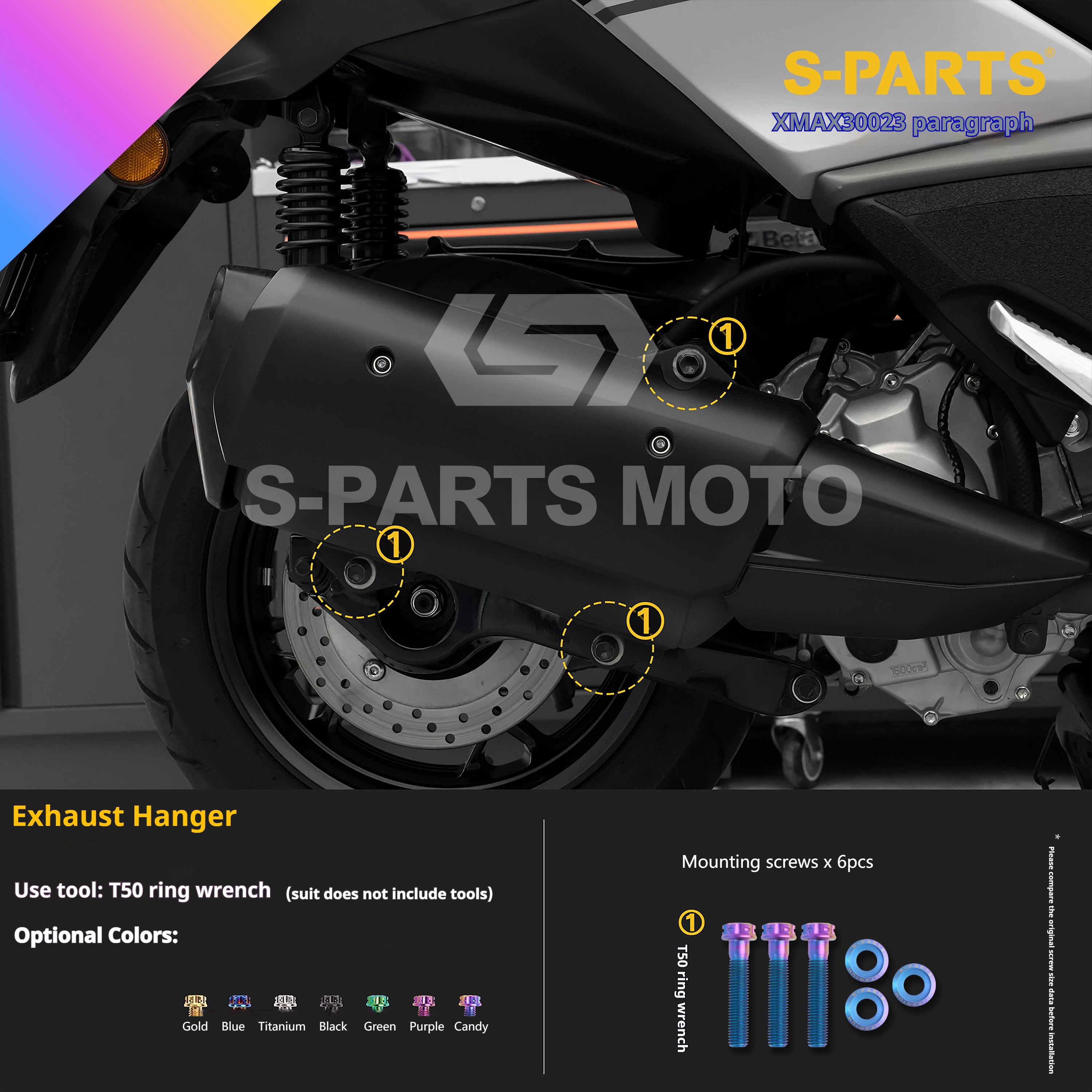 SPARTS Titanium Bolt Set for 2023 XMAX300 – Yamaha Motorcycle Custom Upgrade - 2/2