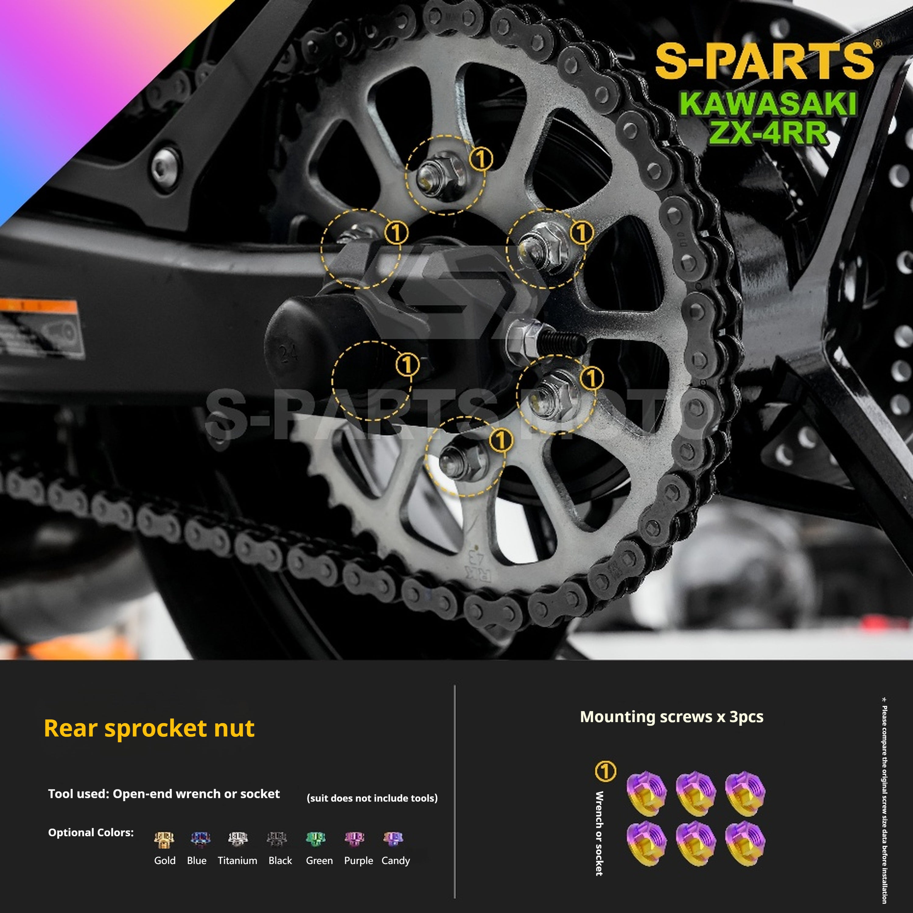 SPARTS Titanium Bolt Kit for Kawasaki ZX-4RR 2023 – Custom Candy Color & CNC Titanium Upgrade Kit- 2/2