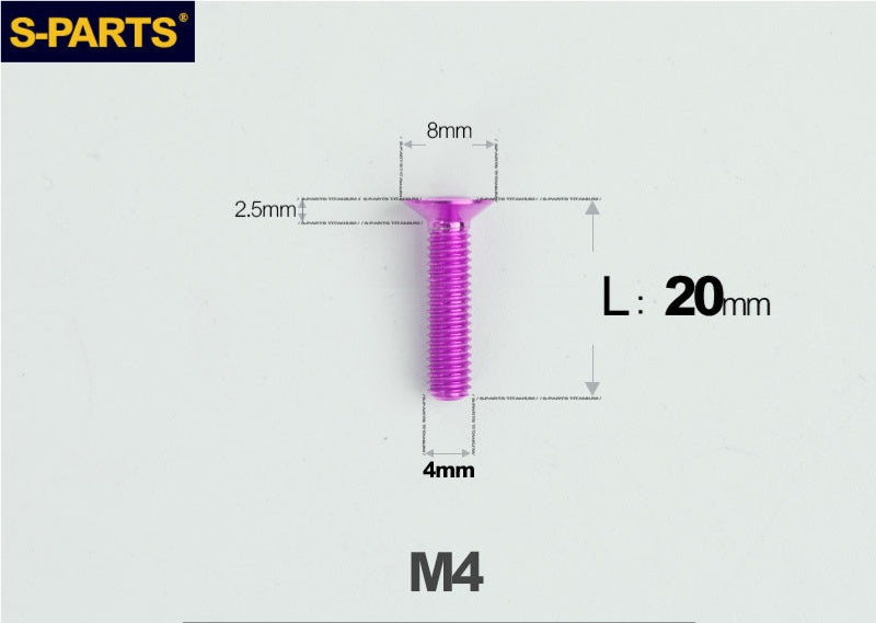 SPARTS M4x10-50mm Countersunk Titanium Alloy Bolt – Flat Head Fastening Screw for Motorcycle & Bicycle
