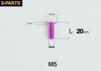 SPARTS M5 Countersunk Titanium Bolt | TC4 Flat Head Motorcycle Fastener