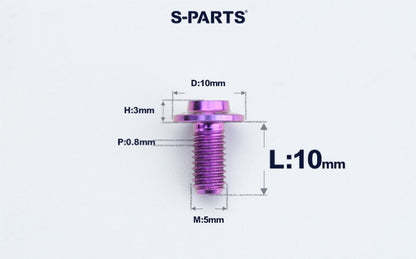 SPARTS A3 Countersunk Head M5 D10 Titanium Bolt TC4 Motorcycle & E-Bike Custom Fastener