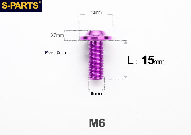 SPARTS A3 Button Head M6 D13 Titanium Bolt for Motorcycle & Bicycle Modification