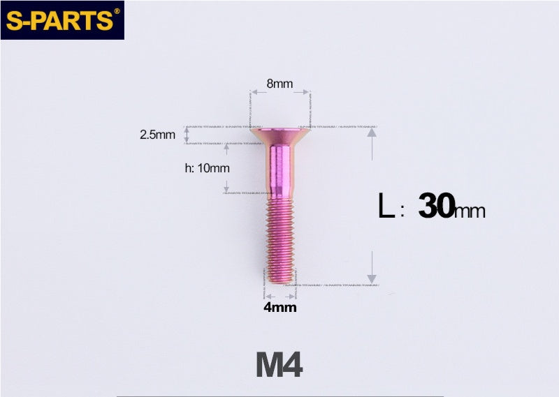 SPARTS M4x10-50mm Countersunk Titanium Alloy Bolt – Flat Head Fastening Screw for Motorcycle & Bicycle