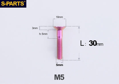 SPARTS M5 Countersunk Titanium Bolt | TC4 Flat Head Motorcycle Fastener