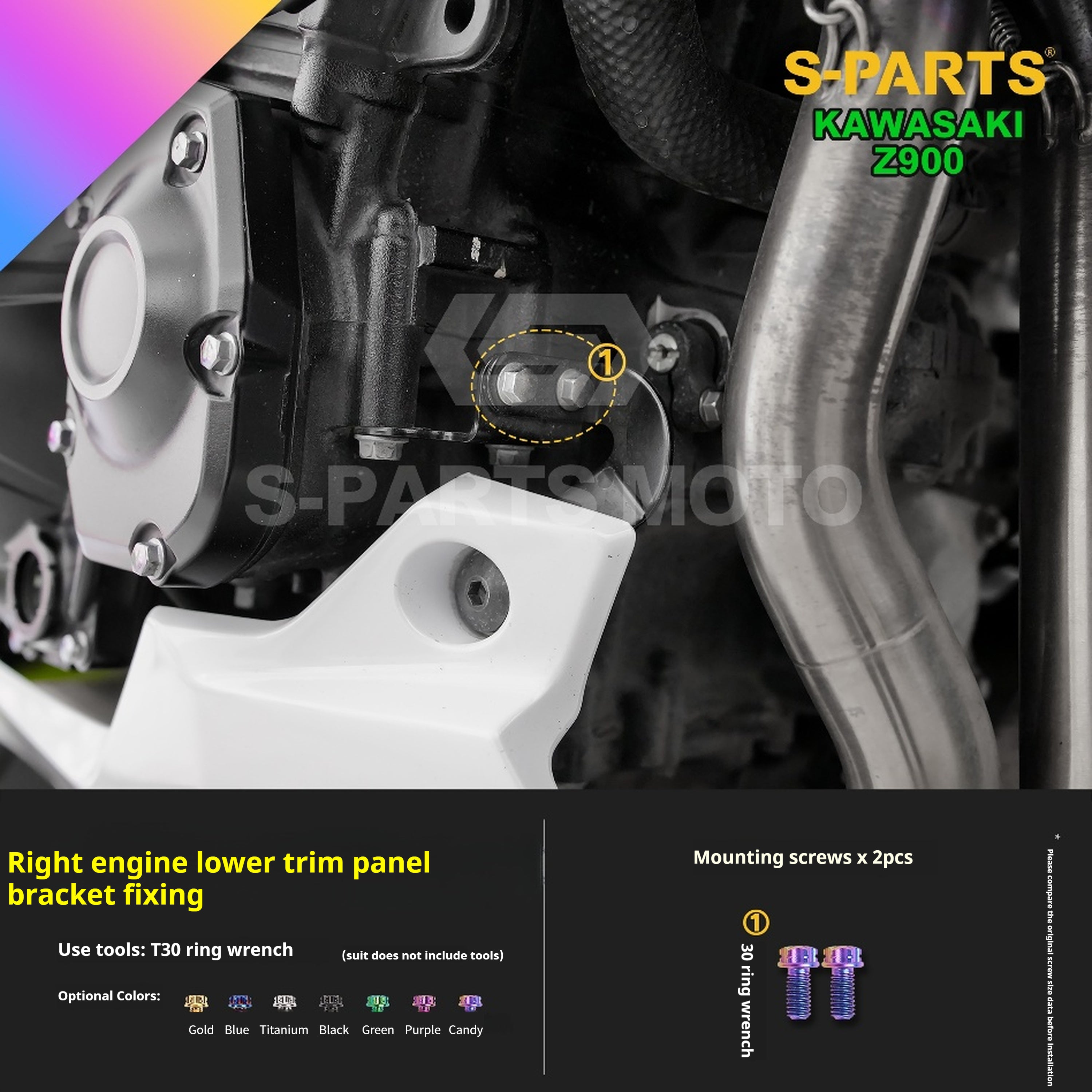 SPARTS Titanium Bolt Kit for Kawasaki Z900 2021 – ustom Candy Color & CNC Titanium Upgrade Kit - 2/2