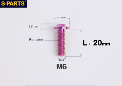 SPARTS A3 Button Head M6 D13 Titanium Bolt for Motorcycle & Bicycle Modification