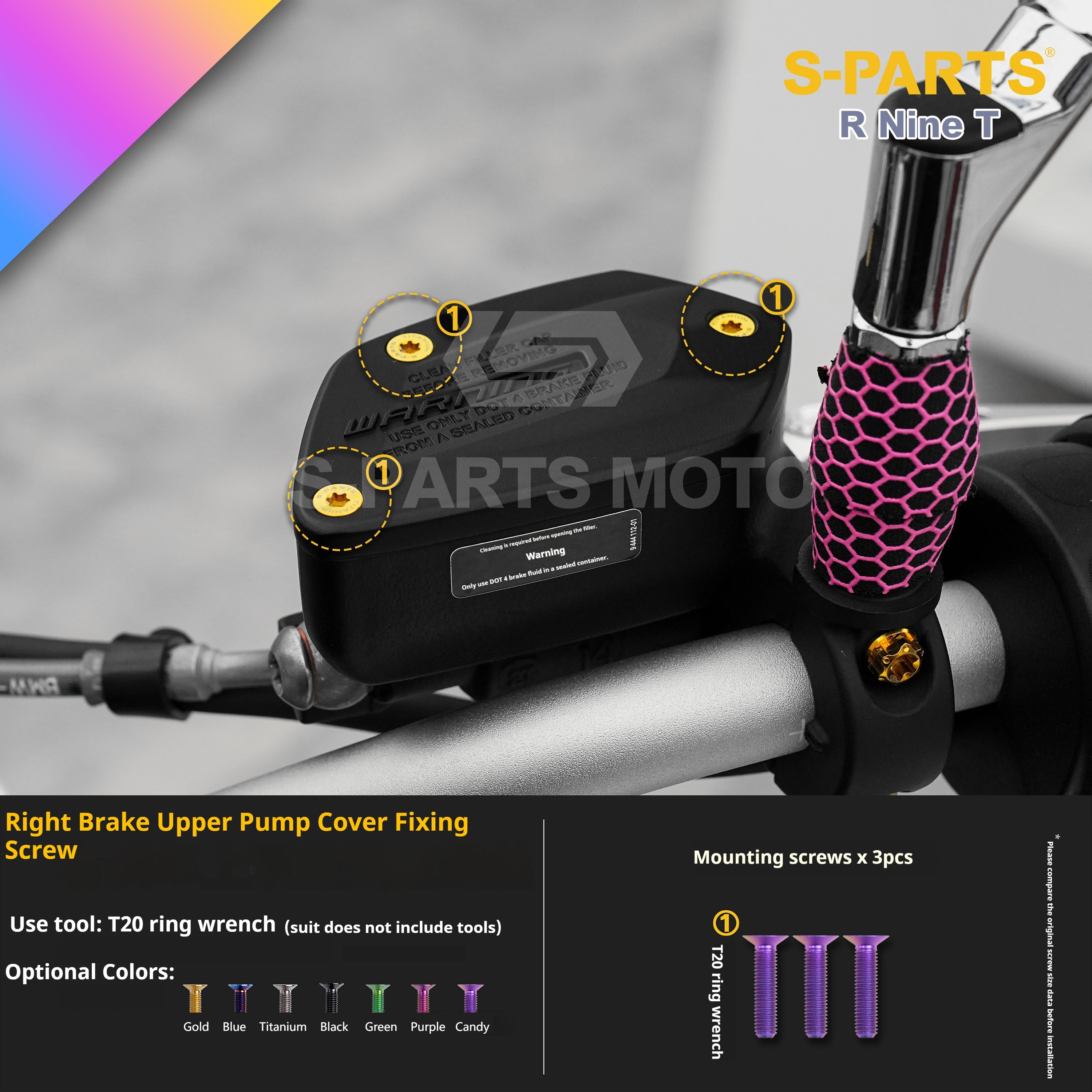 SPARTS BMW RnineT Titanium Alloy Screw Candy Color Kit for Motorcycle Modification