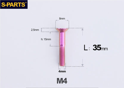 SPARTS M4x10-50mm Countersunk Titanium Alloy Bolt – Flat Head Fastening Screw for Motorcycle & Bicycle