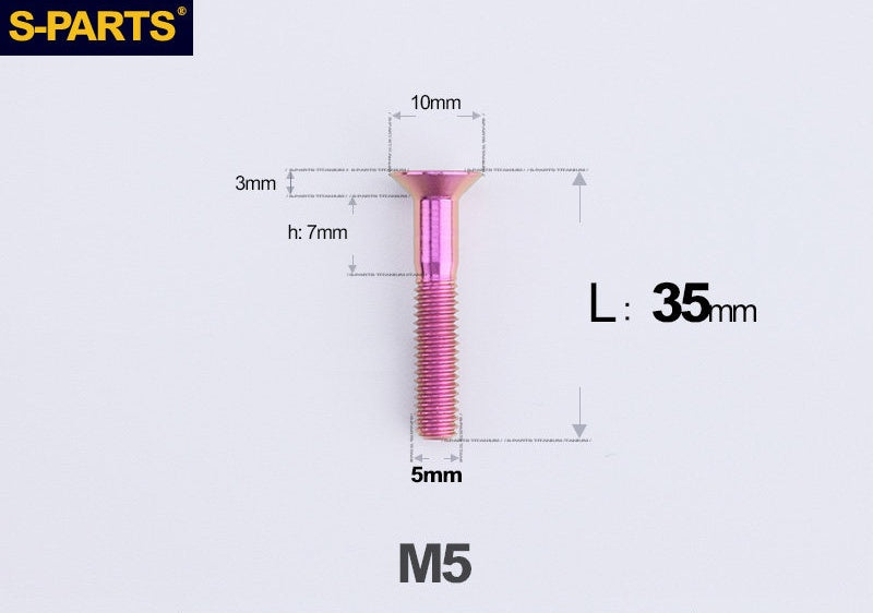 SPARTS M5 Countersunk Titanium Bolt | TC4 Flat Head Motorcycle Fastener
