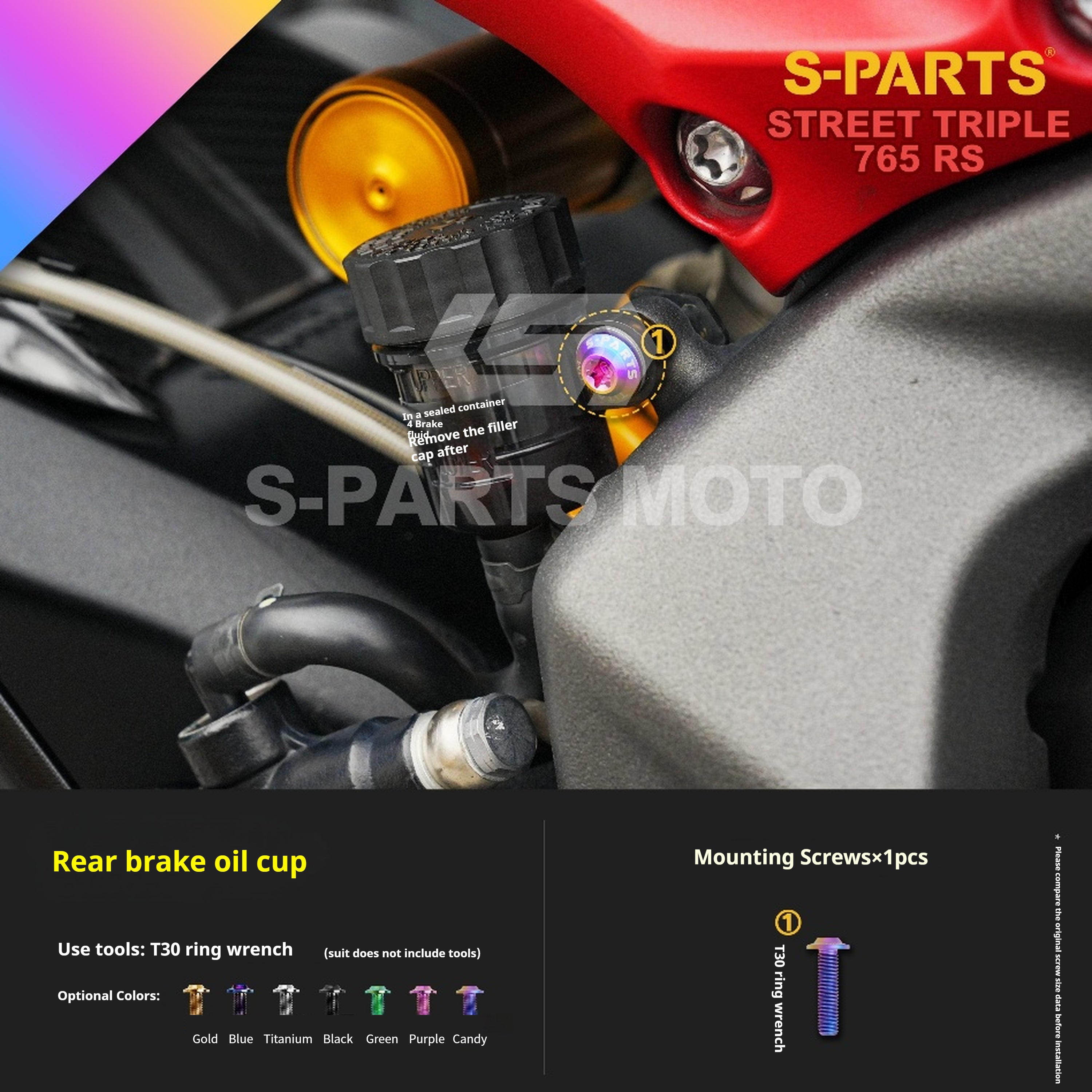 SPARTS Titanium Screw Set for Triumph Street Triple RS – Custom Candy Color & CNC Titanium Upgrade Kit