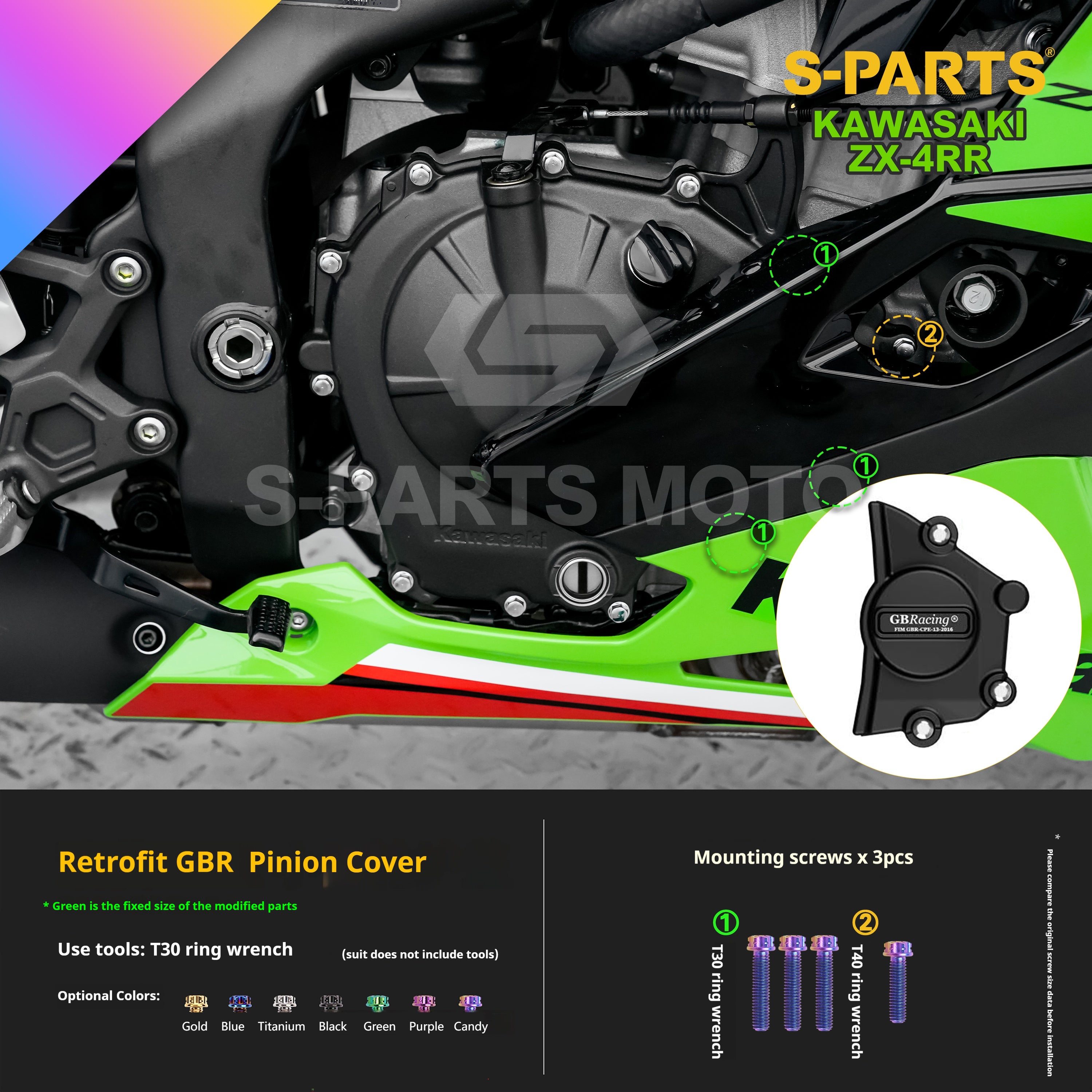 SPARTS TC4 Titanium Bolt Kit for Kawasaki ZX-4RR | Motorcycle Titanium Bolt Upgrade
