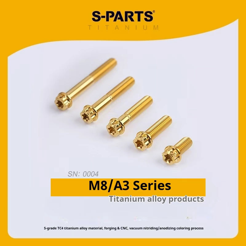 S-PARTS STAN M8 A3 Series Titanium Bolts – Standard Head TC4 Fasteners for Motorcycle & E-Motorcycle