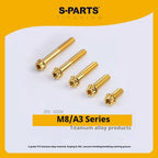 S-PARTS STAN M8 A3 Series Titanium Bolts – Standard Head TC4 Fasteners for Motorcycle & E-Motorcycle